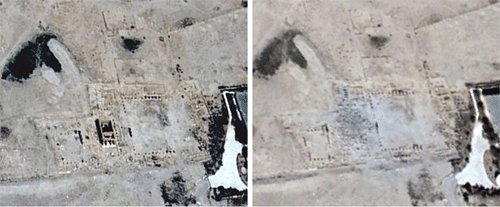 imagen que muestra el antes y despues de la destruccion